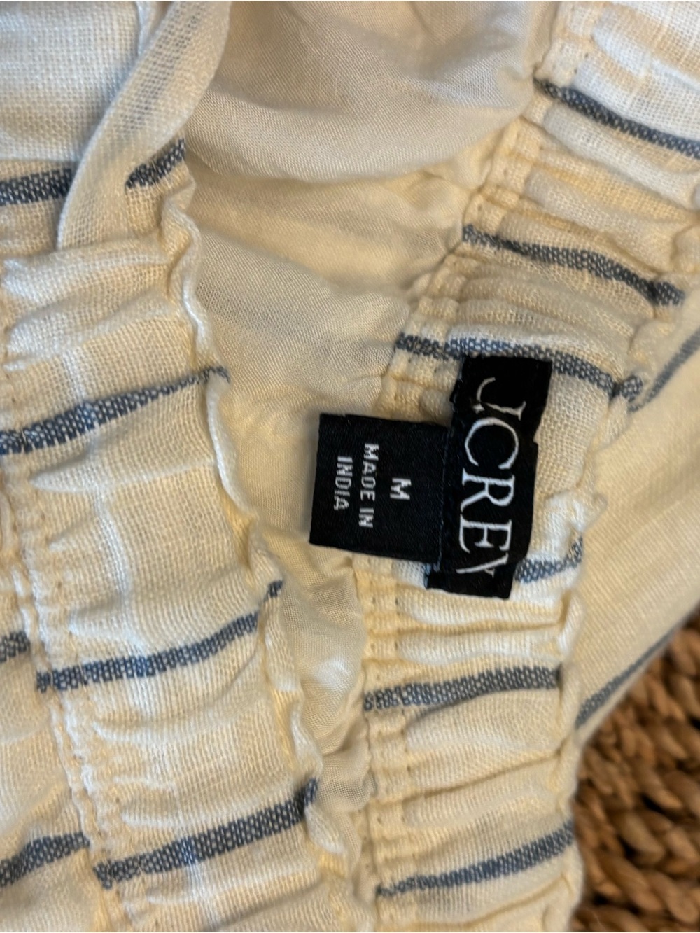 J. Crew Soleil Women’s Cream Striped Linen Draw String Bottoms